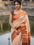 Dola silk fancy saree for women | cream | zari border | party wear