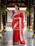 Banaras Silk Saree for Women | dark pink | Party Wear | Paithani Border