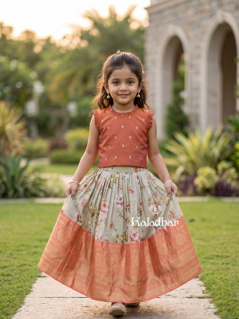 kanchi pattu lehenga set for kids | designer collection | party wear | 5 - 6 years