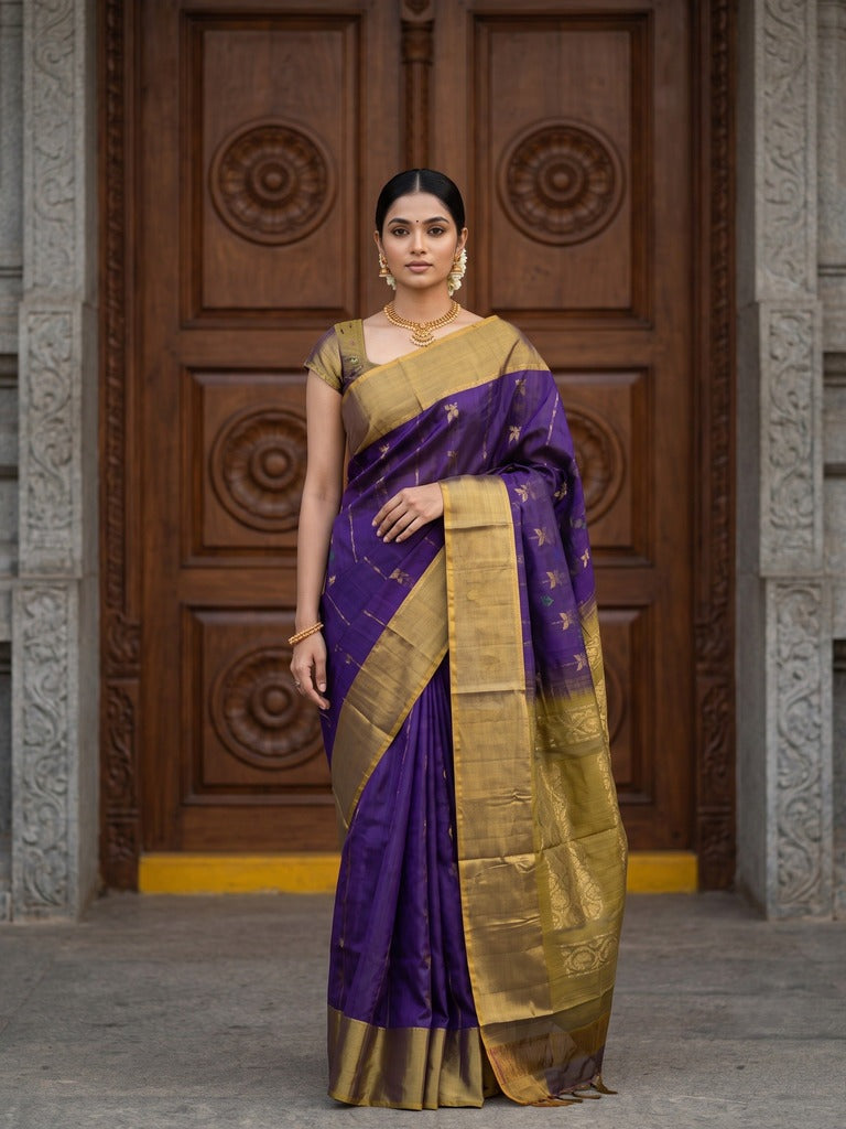 Uppada pattu saree for women | Royal blue | allover zari motifs | party wear