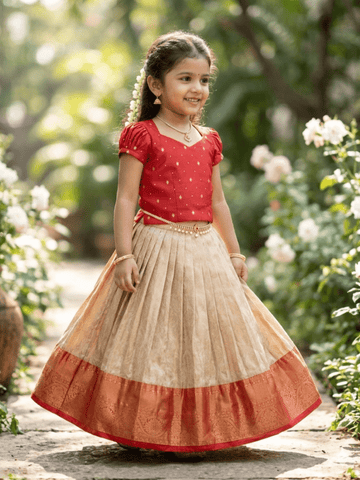 Banaras Tissue Lehenga set with Intricate Zari Detailing 4-5 years