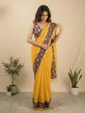 Kalamkari cotton saree with kalamkari border and kalamkari blouse