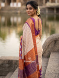 Dola silk fancy saree for women | cream | zari border | party wear