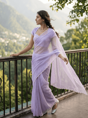 Rocket saree Crush organza saree lavender color