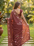 Tussar fancy saree allover checks with embroidery border and attached blouse