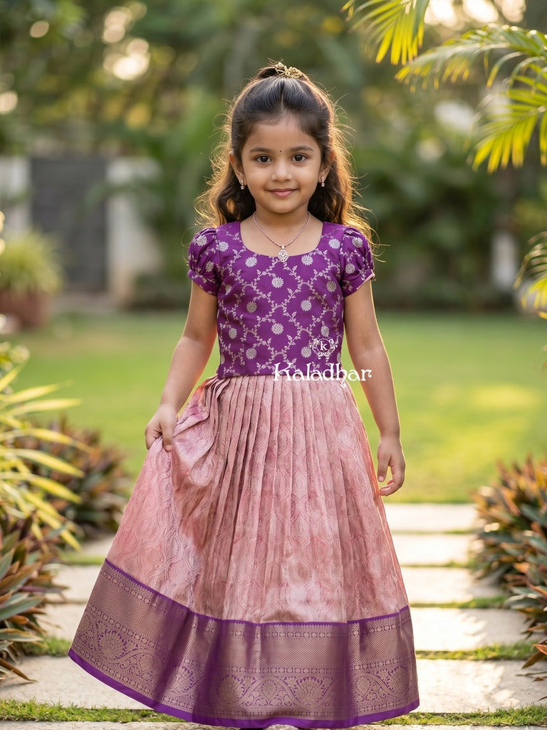 Banaras Tissue Lehenga set with Intricate Zari Detailing 4-5 years