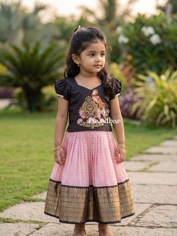 Traditional Kanchi Pattu Lehenga Set for Girls 2-3 years