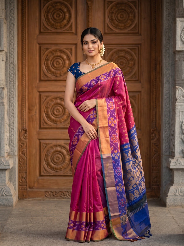 Uppada pattu saree for women | Royal blue | allover zari motifs | party wear