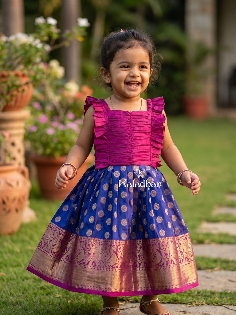 Banaras pattu Lehenga set with Intricate Zari Detailing 1-2 years
