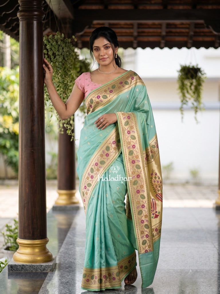 Banaras Silk Saree for Women | dark pink | Party Wear | Paithani Border
