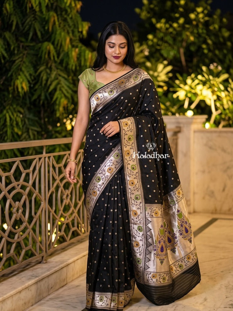 Banaras Silk Saree for Women | dark pink | Party Wear | Paithani Border