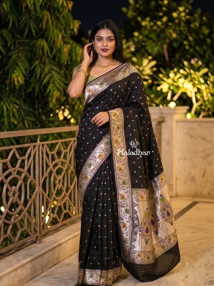 Banaras Silk Saree for Women | dark pink | Party Wear | Paithani Border