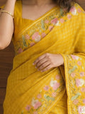 Tussar fancy saree allover checks with embroidery border and attached blouse