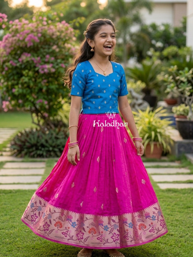 Premium Mango Silk Lehenga Choli Set for Girls 11-12 years