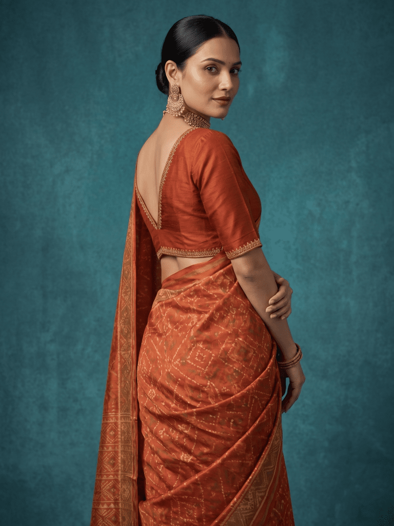 Rajkot patola saree for women | Orange | Zari border | Wedding | Party wear