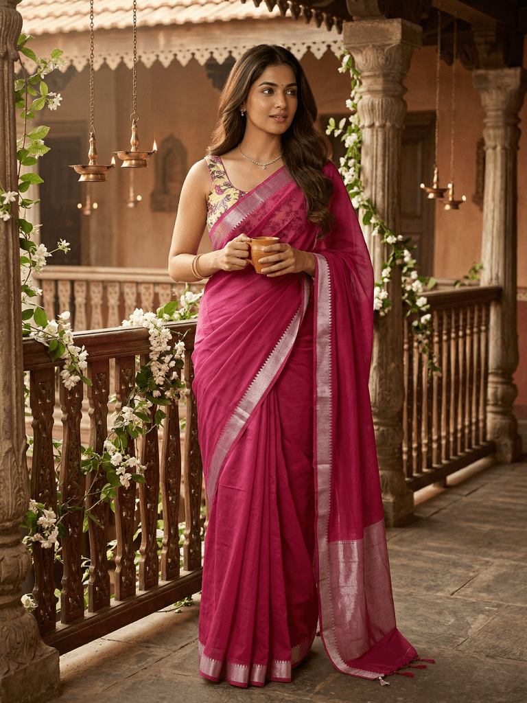 Rocket saree Mangalagiri silk saree in lavender color