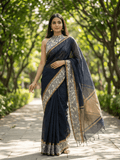 Kalamkari cotton saree with kalamkari border and kalamkari blouse