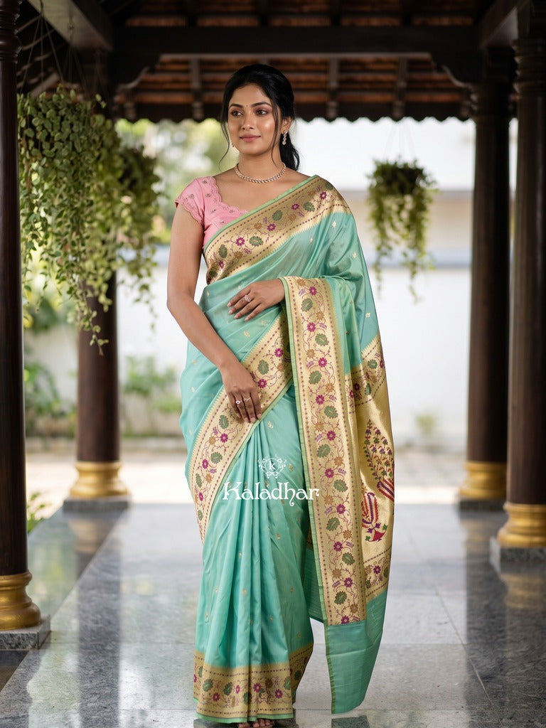 Banaras Silk Saree for Women | dark pink | Party Wear | Paithani Border