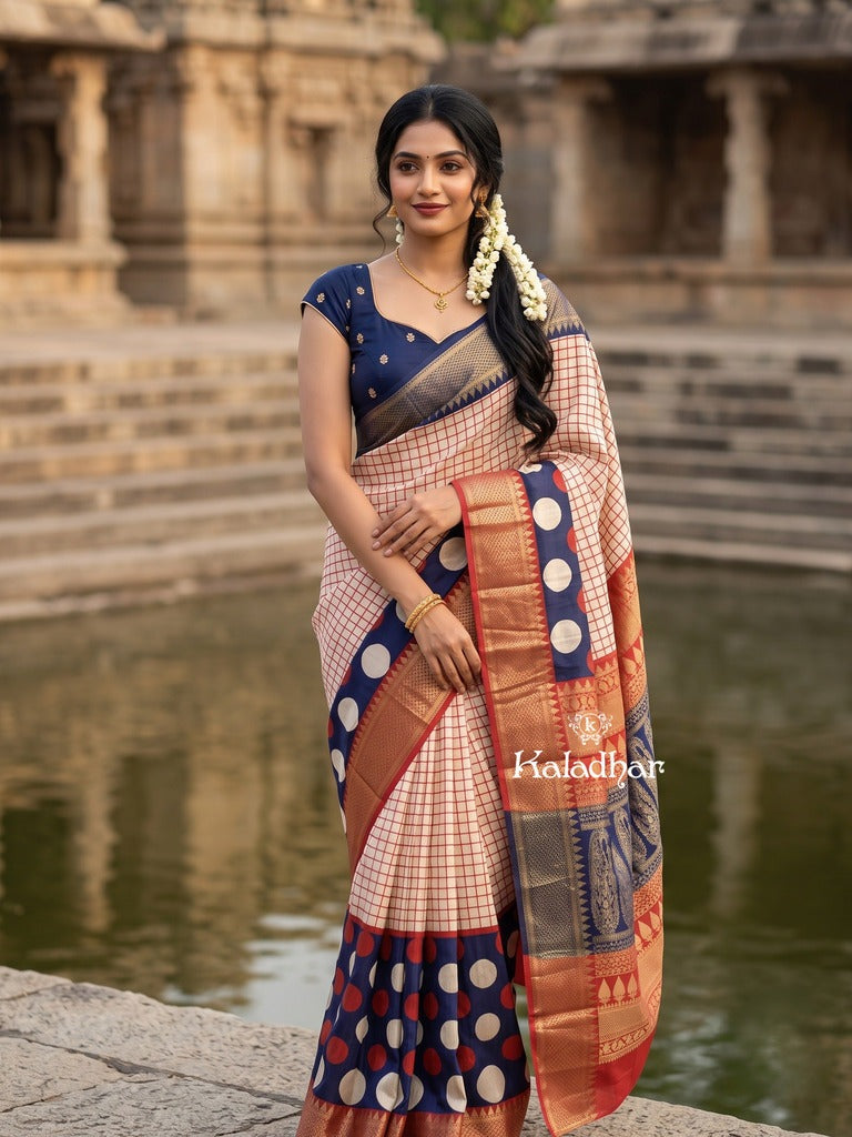 Dola silk fancy saree for women | cream | zari border | party wear