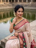 Dola silk fancy saree for women | cream | zari border | party wear