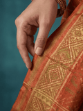 Rajkot patola saree for women | Orange | Zari border | Wedding | Party wear