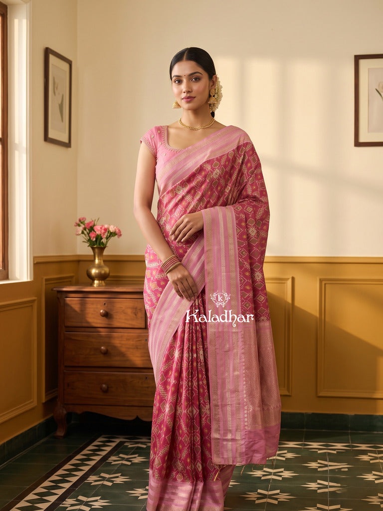 Banaras patola fancy saree for women | royal blue | zari border | party wear