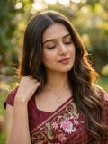 Tussar fancy saree allover checks with embroidery border and attached blouse
