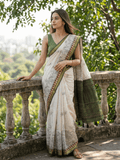 Maheshwari Silk Saree for Women | White | Party Wear | Digital Print
