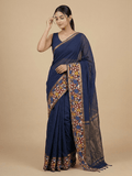 Kalamkari cotton saree with kalamkari border and kalamkari blouse