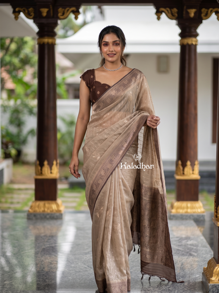 Banaras fancy saree for women | cherry red | zari border | party wear