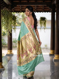 Banaras Silk Saree for Women | dark pink | Party Wear | Paithani Border