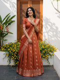 Chiniya silk lehenga set with blouse & dupatta | red | unstitched | party wear
