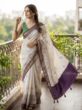 Maheshwari Silk Saree for Women | White | Party Wear | Digital Print