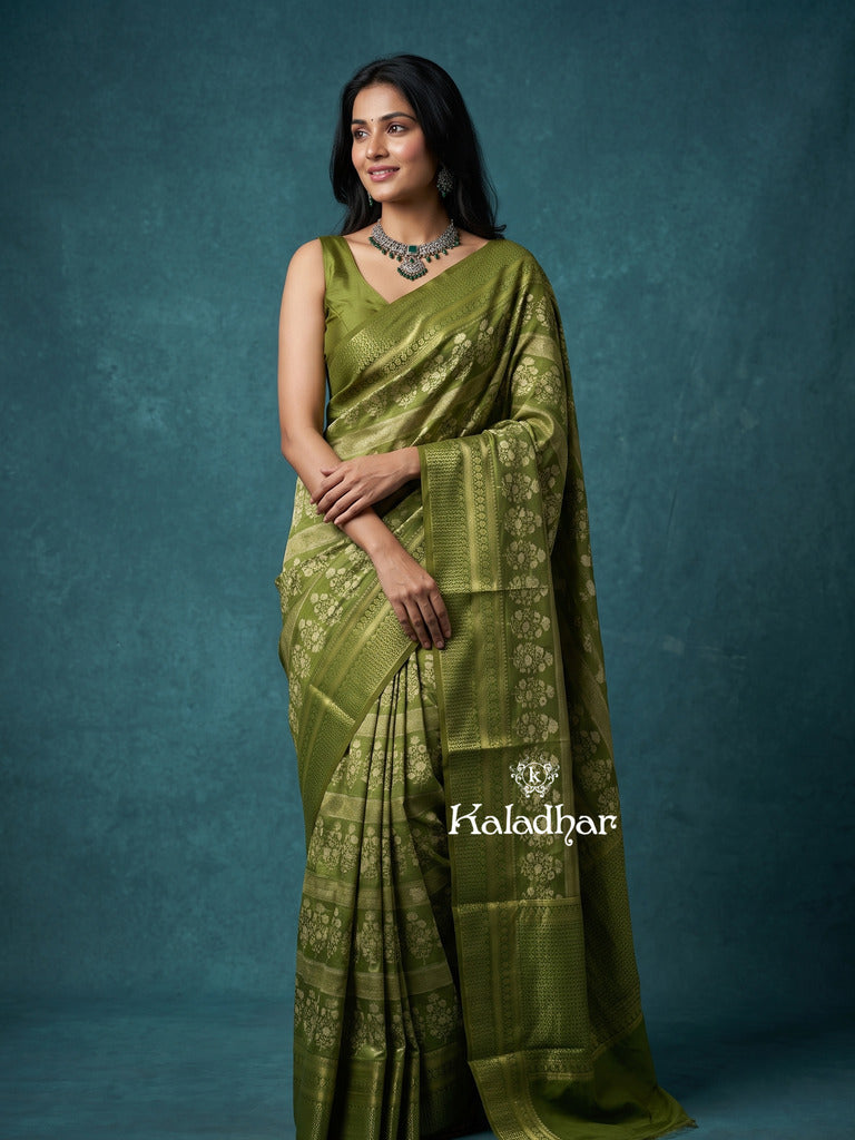 Munga fancy sarees for women | parrot green | zari border | party wear