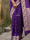 Banaras Silk Saree for Women | dark pink | Party Wear | Paithani Border