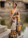Dola silk fancy saree for women | cream | zari border | party wear