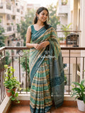 Munga fancy sarees for women | parrot green | zari border | party wear