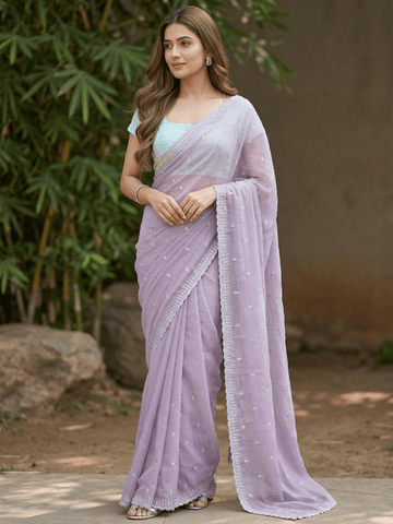 Rocket saree Georgette saree in lavender color