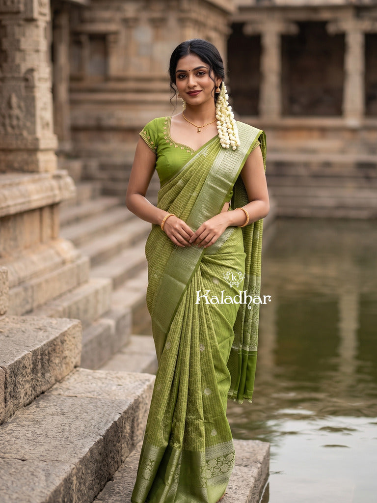 Munga fancy sarees for women | parrot green | zari border | party wear