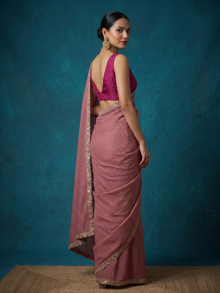 Dola tissue saree for women | Pink | Party wear | Cutwork border