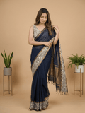 Kalamkari cotton saree with kalamkari border and kalamkari blouse