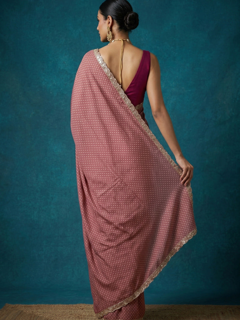 Dola tissue saree for women | Pink | Party wear | Cutwork border