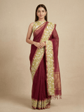 Kalamkari cotton saree with kalamkari border and kalamkari blouse