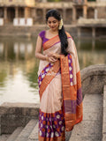 Dola silk fancy saree for women | cream | zari border | party wear