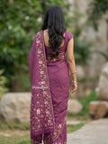 Tussar fancy saree allover checks with embroidery border and attached blouse