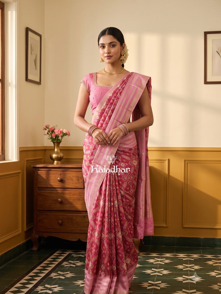 Banaras patola fancy saree for women | royal blue | zari border | party wear