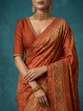 Rajkot patola saree for women | Orange | Zari border | Wedding | Party wear