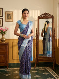 Banaras patola fancy saree for women | royal blue | zari border | party wear
