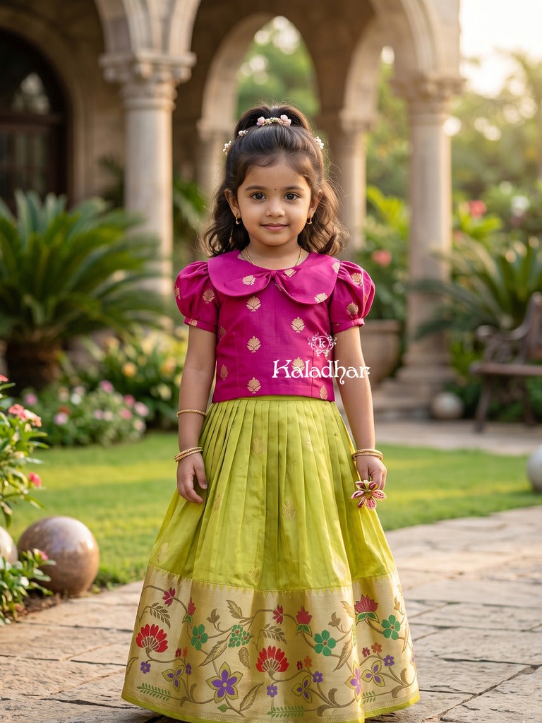 Premium Mango Silk Lehenga Choli Set for Girls 3-4 years