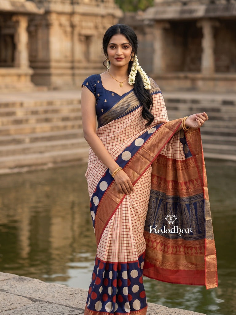Dola silk fancy saree for women | cream | zari border | party wear